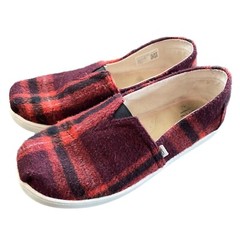 TOMS Red Fall Flannel Plaid Slip On Kids Youth Size 4