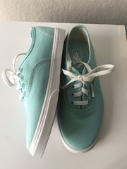 Vans Off The Wall Authentic Low Top Aqua Splash/True White Kids Sneaker -Sz 13
