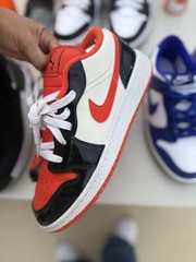 Nike Air Jordan 1 Low White Orange Black Sneakers 7 GS Halloween 553560