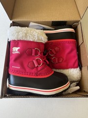 SOREL Yoot Pac Nylon WP Waterproof Insulated Snow Boots Pink/Black Kids 9