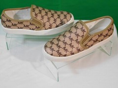 Michael Kors Kids Sz 3Y Monogram Gold Trim Logo MK Slip-On Sneakers –Beige/Brown