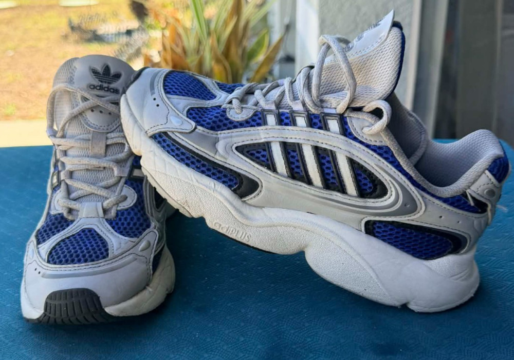 Adidas Ozmille 6.5 y Grey Silver Blue Black White Shoes
