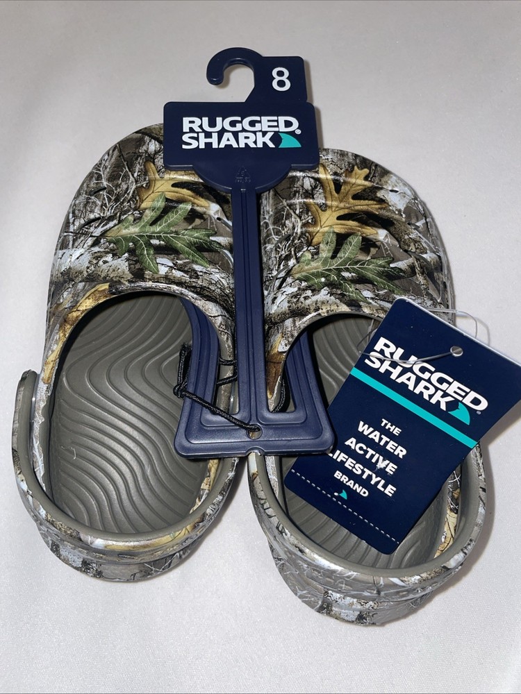 Rugged Shark Kids Camo Clogs Size 8 EVA Waterproof Slip-On Shoes Comfort Outdoor