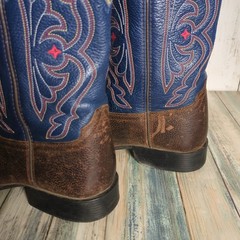 Ariat Quickdraw Brown Blue Red Leather Western Boots Kids 4.5 Cowboy Rodeo USA