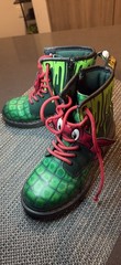 Dr. Martens x TMNT Raphael Kids Ankle Combat Boots Leather Green/Black/Red US 2