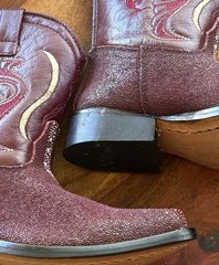 Alamo Toddler Cowboy Boots Size 13 Burgundy Stitched Snip Toe Zip Up