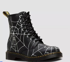 Dr. Martens 1460 Skull Web Leather Lace Up Zipper Side Boots Youth Size US 13