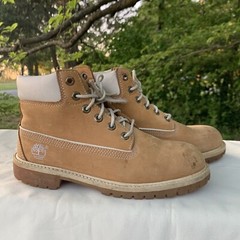 TIMBERLAND Genuine Leather White on Wheat Premium Classic Boots Size 3 ❤️sj7m40