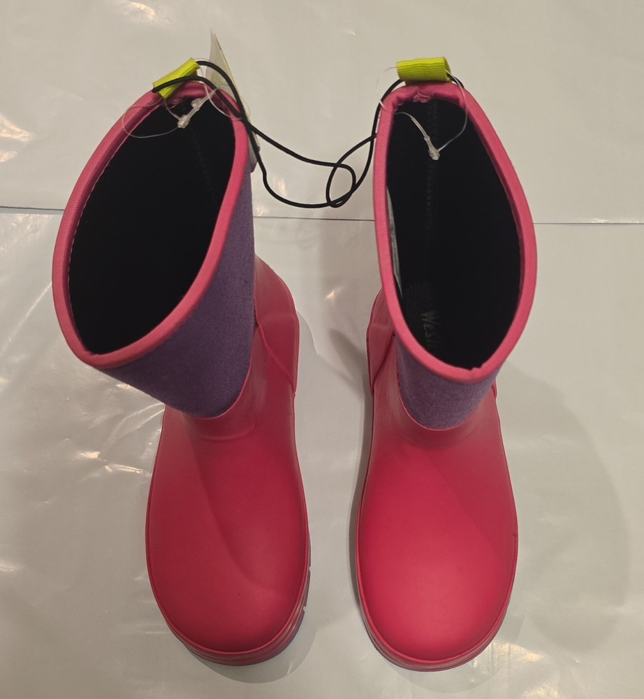 Western Chief Puddle Patch Pink/Purple Kids Rain Boots Rubber US 2 EU 33