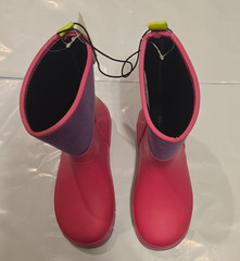 Western Chief Puddle Patch Pink/Purple Kids Rain Boots Rubber US 2 EU 33