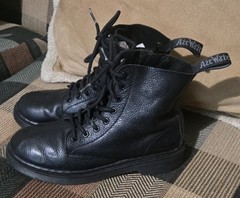 Doc Dr Martens 1460 Pascal Mono J Black Leather 8-Eye Combat Boots Youth Size 3