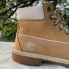 TIMBERLAND Genuine Leather White on Wheat Premium Classic Boots Size 3 ❤️sj7m40