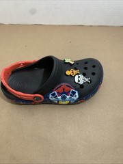 Star Wars Black Crocs Size Junior 3 with 6 Marvel Jibbitz Red Strap TIE Fighter