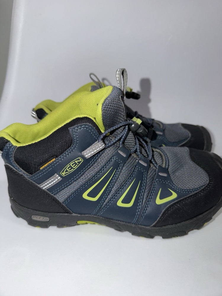 KEEN Oakridge Waterproof Unisex Kids Hiking Boots Gray Black Yellow Size 5