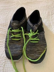 Boys Champion Size 5 1/2 Gray Shoes Neon Green Laces