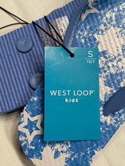 Kids Flip Flop West Loop Blue White Stars Size Small 13/1 Thong Shower Sandal