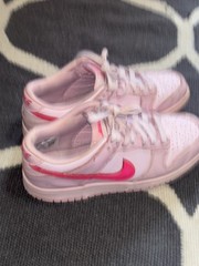 Nike Dunk Low Pink Red Leather Sneakers Unisex Kids 4.5Y DH9756-600