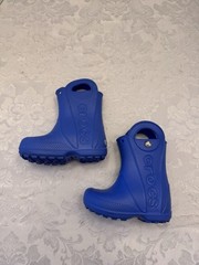 Crocs Toddler Handle It Rain Boots Size C7 Blue Waterproof Reflective Heel