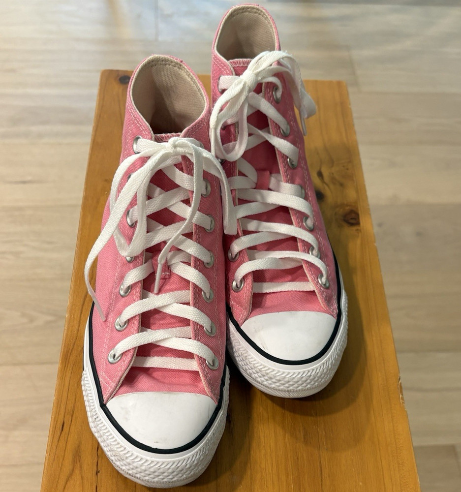 Converse All Star Unisex Kids High Top Canvas Sneakers Pink/White/Black 8
