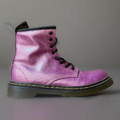Dr. Martens 1460 Glitter J Combat Boots Kids Size 3 Pink Leather Lace Up