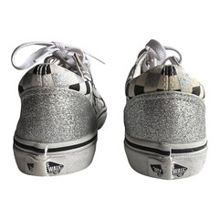 Vans Kids Old School Low Silver Black & White Checkerboard Skate Shoes Size 2