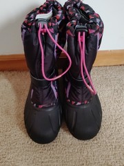 Sorel Pink Purple Geometric Flurry Pattern Fleece Lined Winter Snow BootsYouth 5