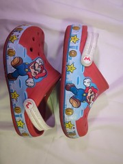 Crocs Fun Lab Super Mario Red White Blue Clog Casual Shoes J 2