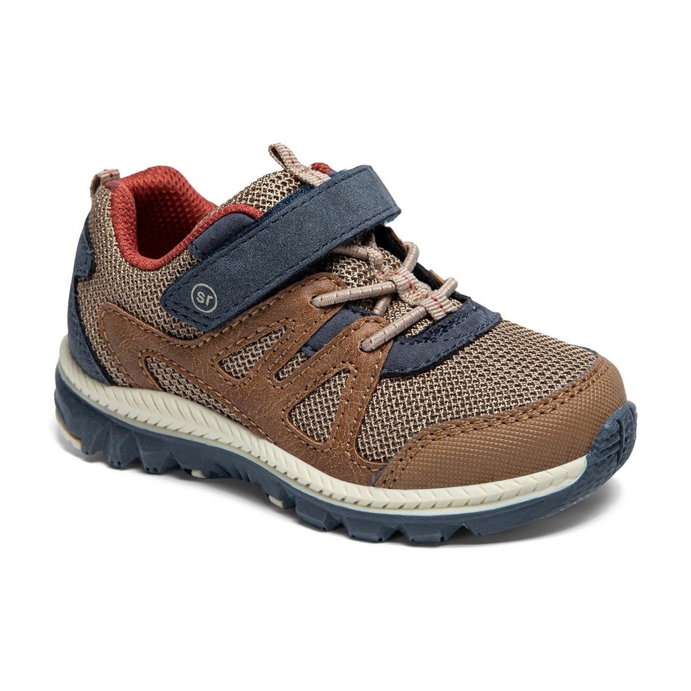Stride Rite 360 Wide Toe Brown Navy Red Unisex Kids Sneakers Mesh Comfort Flat