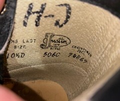Justin Original Work Boot Black Leather Children’s Size 10.5 Heritage Lacer
