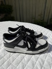 Clean! Nike PANDA Dunk Low Top Sneakers black & white Leather size 5Y CW1590-100