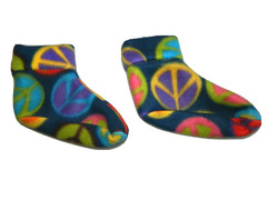 Handmade Fleece Toddler Booties Shoes Slippers Size 11 Hippie Peace Signs