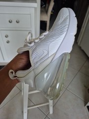 Nike Air Max 270 White Metallic Silver (GS) Shoes 943345-103 Youth Sz 7Y