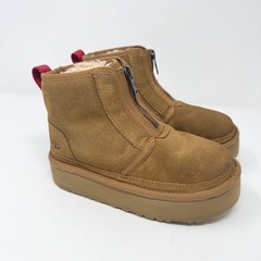 UGG Classic Ultra Mini Platform Zip Chestnut Suede Boots 1153290K Boys Size 2