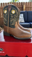 Justin Post – Kid’s Cowboy Boots – Brown/Green – Multiple Sizes – NEW!