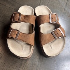 Tommy Bahama Leather Slides Adjustable Double Strap Buckle Sandals Kids S(12.5)
