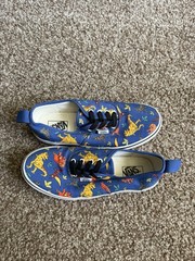 VANS Off The Wall Dinosaur Graphic Shoes Kids Youth Size 5 Blue Sneakers