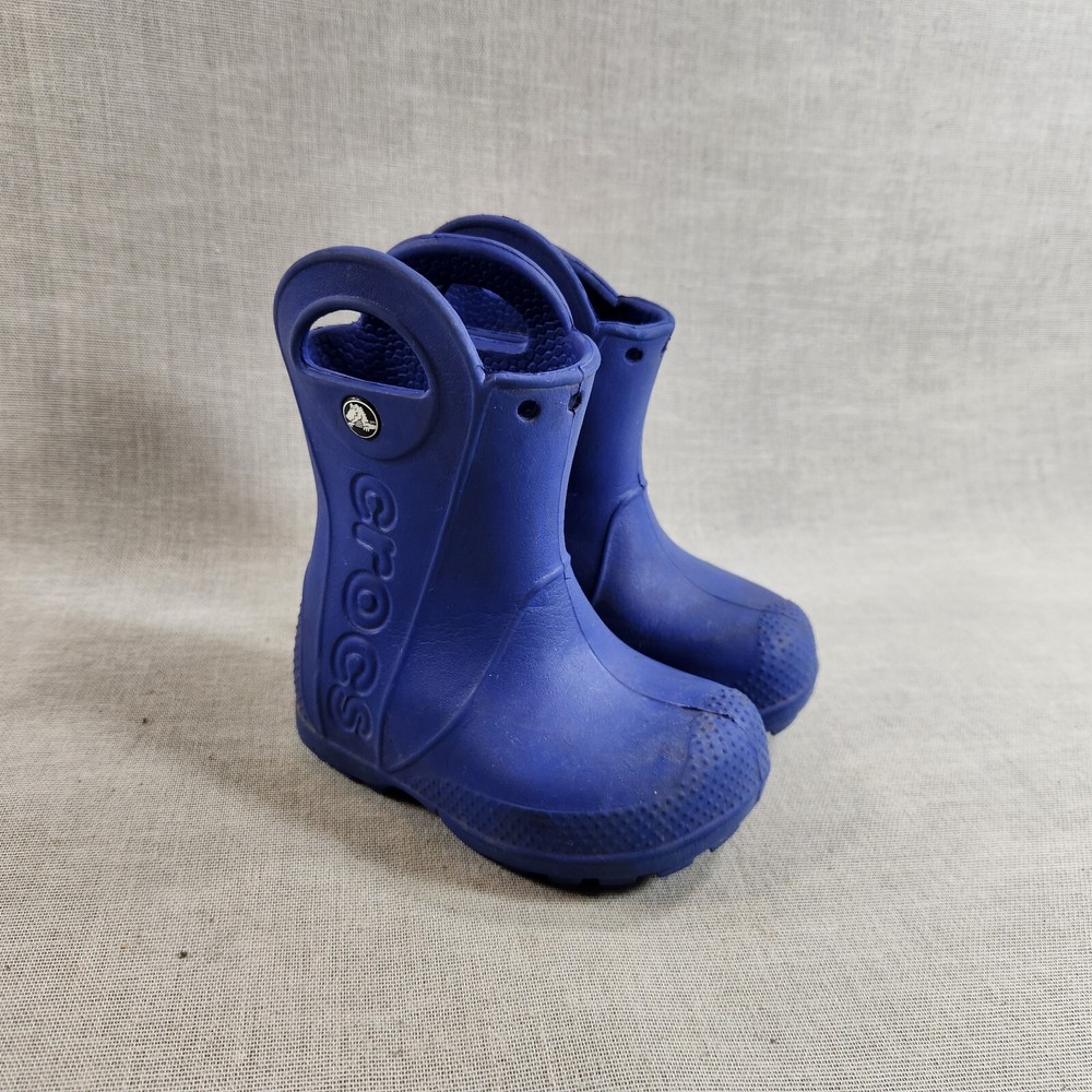 Crocs Blue Handle It Rain Boots Child Kids Size C6 Waterproof Pull On Shoes