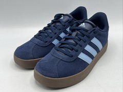 Adidas VL Court Kids Size 4.5 Blue Suede Lace Up Athletic Sneakers KI6489 New
