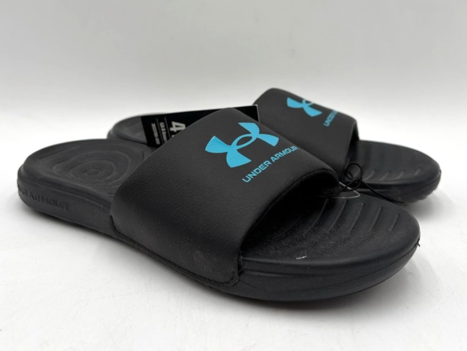 Under Armour ANSA FIXED Unisex Kids‘ NEW Slide Sandals Black/Blue US Size 4Y