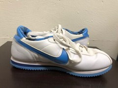 Nike 315931-142 white/blue low top lace up Shoes SZ 5.5 Youth leather upper