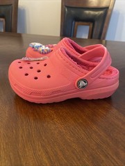 Crocs Lined Clogs Pink Unicorn Cat Bubble Gum Jibbitz Girls Size C10