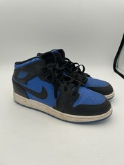 Air Jordan 1 Mid Black Royal Blue Size 7Y Dq8423-042 USED