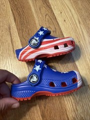 Crocs Classic Clogs American Flag Patriotic size C4 C-4 Toddler / Baby EUC