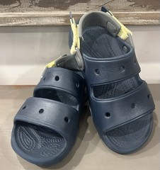 Iconic Crocs Comfort Kids Sandals Size J2 Unisex Classic All Terrain Navy Blue
