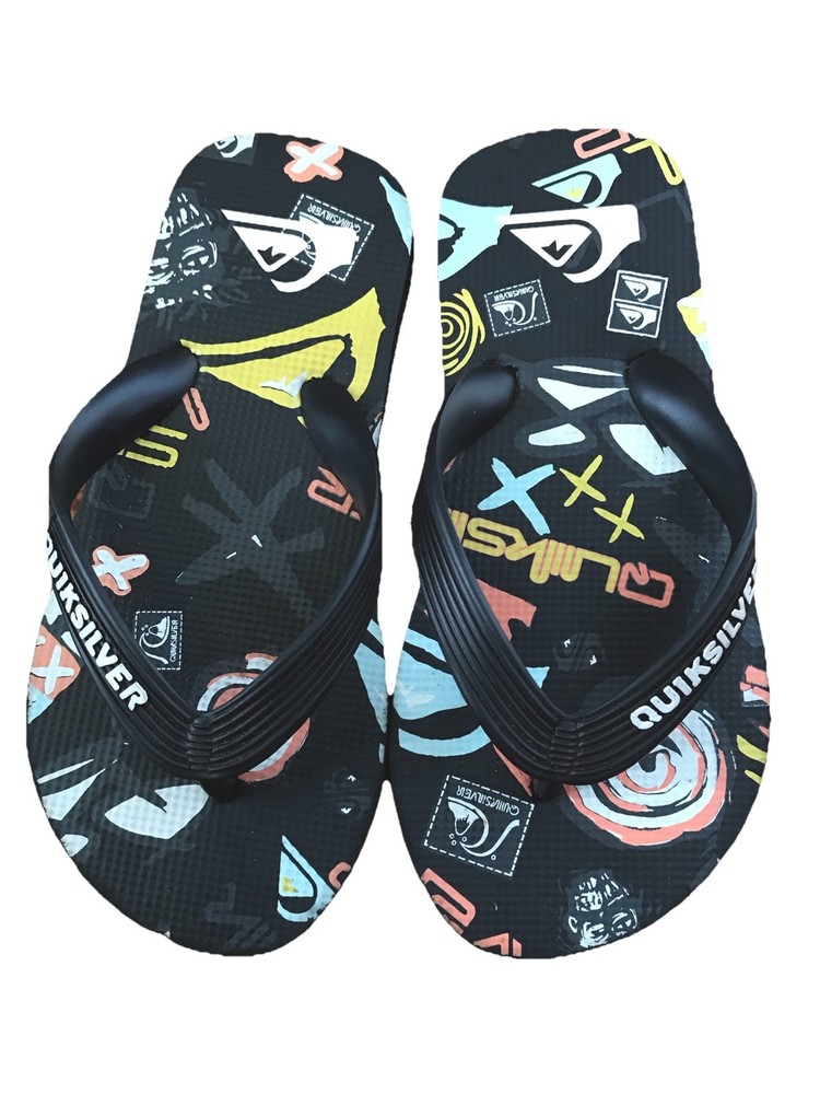 Quiksilver Graphic Thong Rubber Slippers Flip Flops Kids Size 11/12