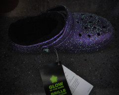 Crocs Classic Clog Space Glitter Lined ✨ 210764-0C4 GLOW IN DARK ✨Kids J2