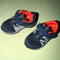 Stride Rite Made2Play Kids Sneaker 6W Blue Gray Orange Hook & Loop Mesh Low
