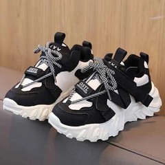 Kids Chunky Sneakers Black White Fashion Designer Style Youth Trainers Sz 3