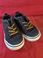Vans Era Elastic Lace Toddler Size 6 Black Flame Logo Repeat Slip-On Shoe