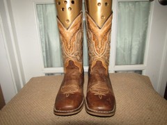 Hometown Boots Square Toe Cowboy Boots Brown Leather Kids size 1 Mex 21